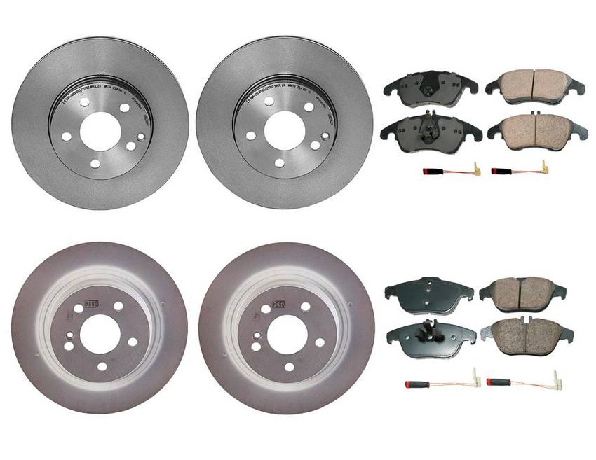 Mercedes Disc Brake Pad and Rotor Kit - Front and Rear (295mm/300mm) (Ceramic) (EURO) 2124211312 - Akebono Euro Ultra-Premium 4122646KIT